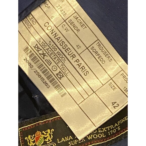 Connaisseur Paris Blue Vest Jacket Blazer Mens 32 Lana Merino Super Wool 170s - Picture 9 of 16